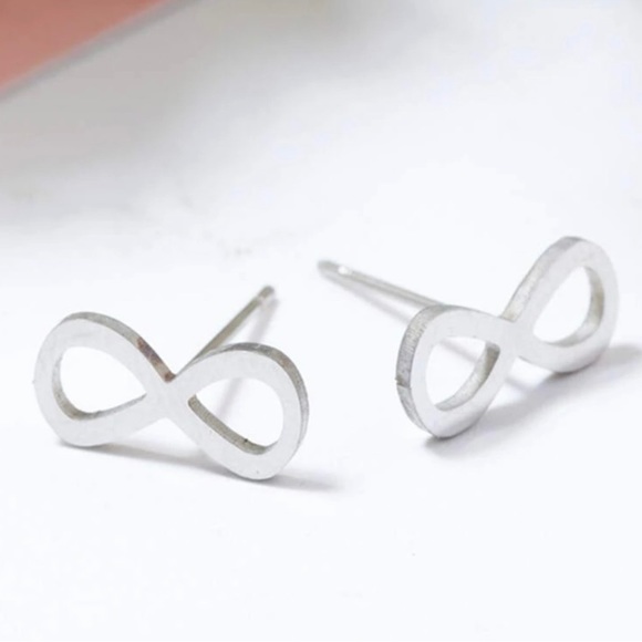 NEW - SILVER STAINLESS STEEL INFINITY POST EARRINGS! - Picture 4 of 13